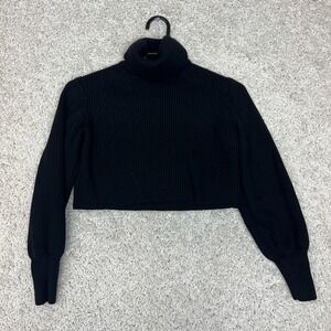 Wilfred‎ Aritzia Rebecca Turtleneck Sweater Womens XXS Black Cropped Merino Wool